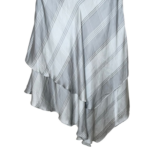 NWT LAUREN RALPH LAUREN Silk Plaid Grey Asymmetric Midi Skirt Size 16 - Picture 3 of 7